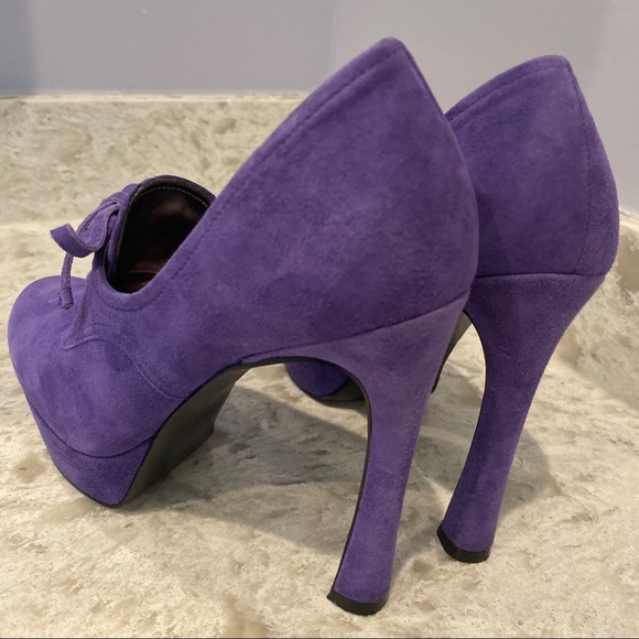 Guess Purple Suede Velvet Heels with Bow Size 5 - Picture 3 of 8